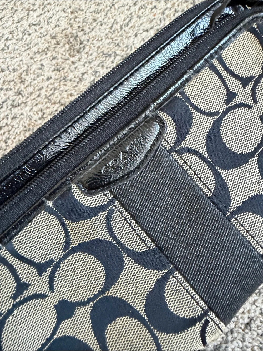 Coach Signature Double Zip Wristlet Clutch Wallet Black